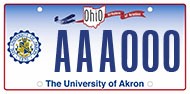 The University of Akron seal license plate