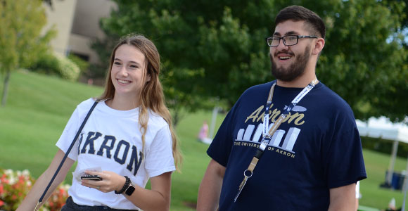 Undergrad students on campus at The University of Akron