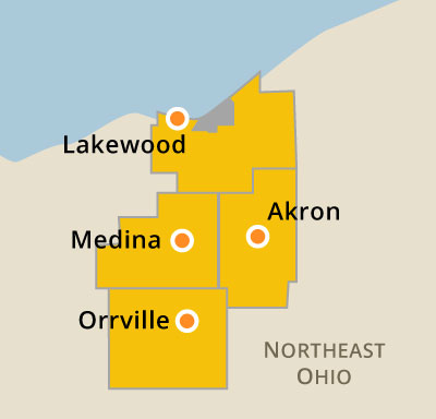 Map showing UA locations across the region