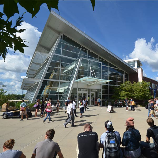 The Student Union is one stop on group tours at The University of Akron