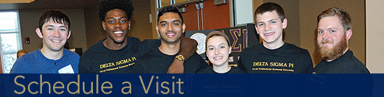 Six students visit the College of Business to learn about Akron’s business programs.