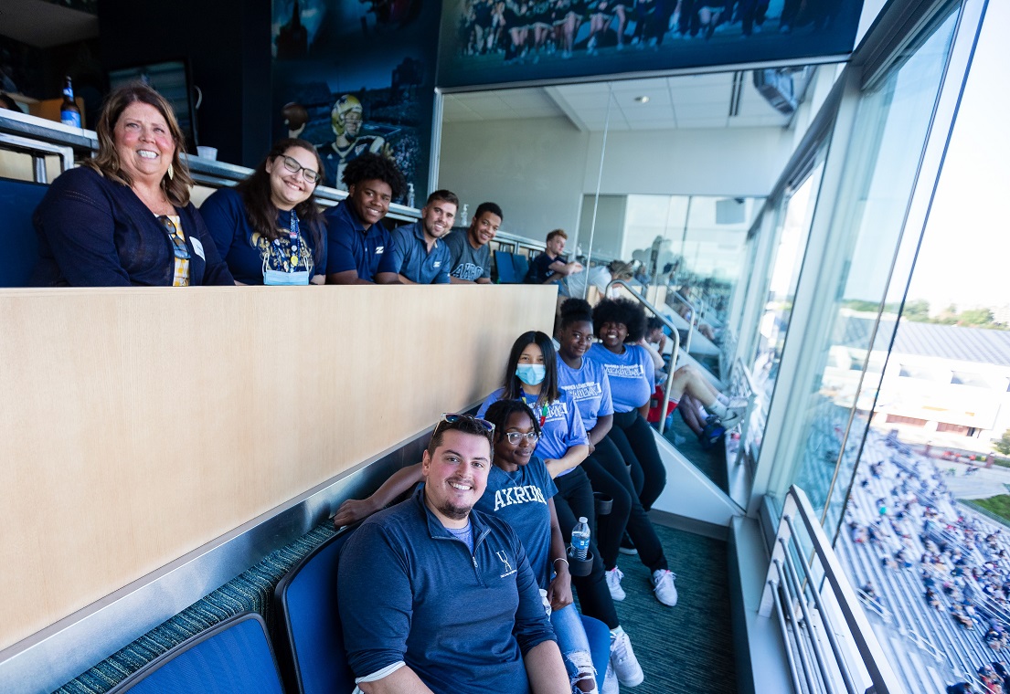 Dean Hanlon and CoB Summer Leadership Academy students - InfoCision Stadium-Summa Suites