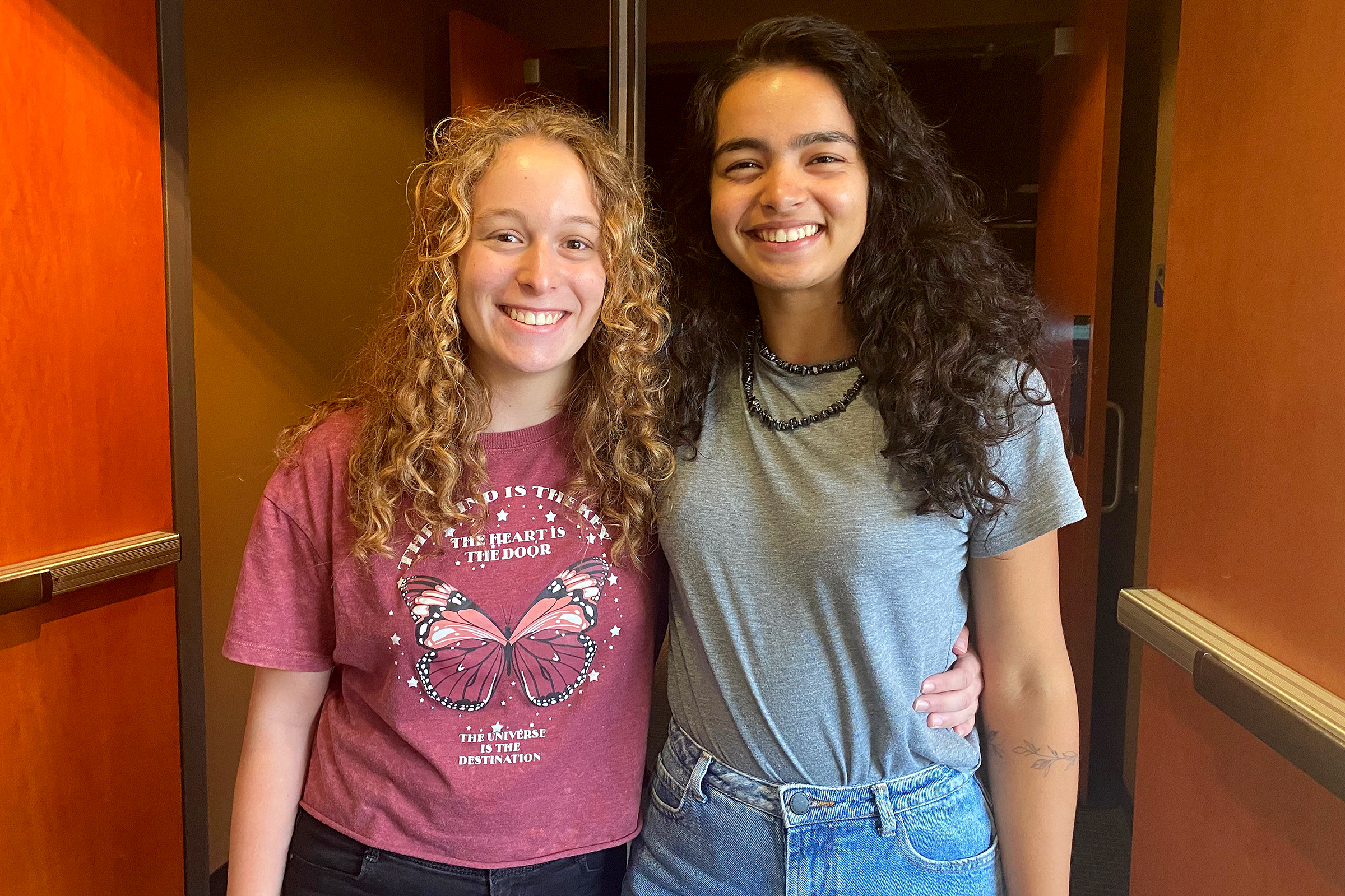 Akronauts teammates Julia Carano and Ana Clecia Alves Almeida, part of the team of students who filmed the test launch in Mojave.