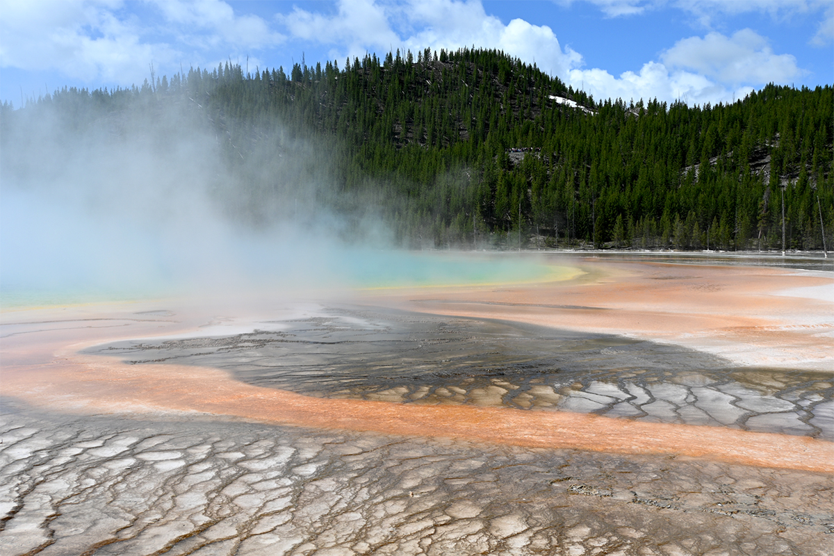 The Grand Prismatic Spring was one of many stops the team visited during their sightseeing trip at Yellowstone National Park.