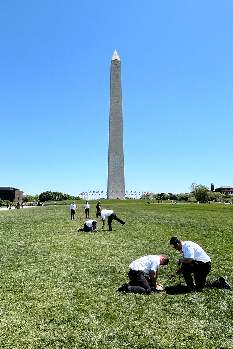 UA's student team performing a chaining exercise on the National Mall.