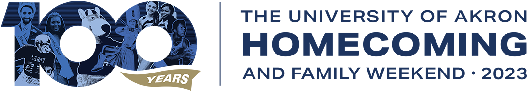 Homecoming and family weekend logo for the University of Akron