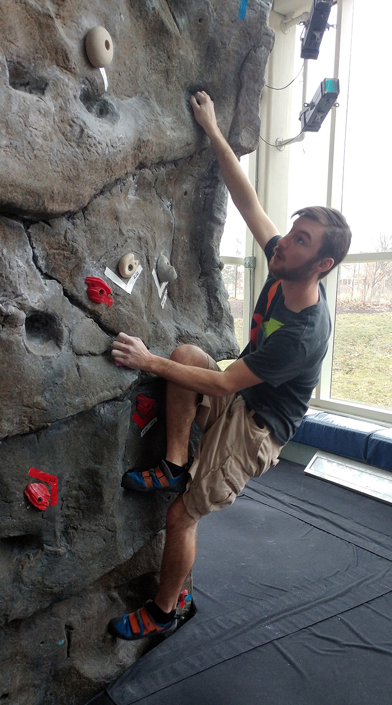 Will Snyder placed third in the University Climbing Series hosted at the Student Recreation and Wellness Center.