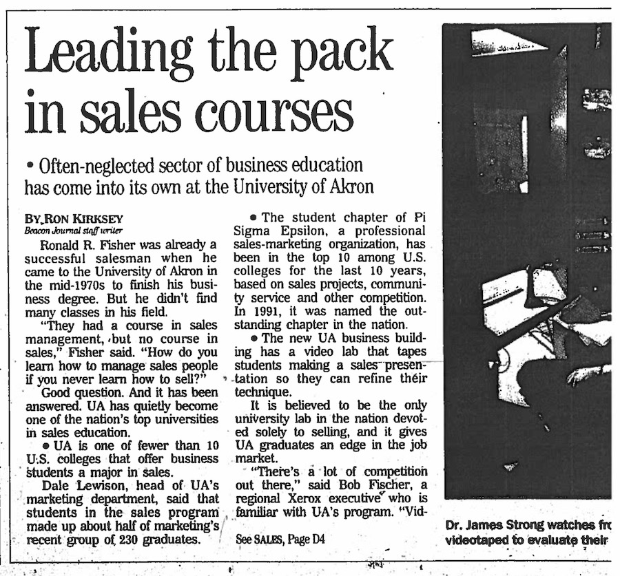 “Leading the pack in sales courses” — Akron Beacon Journal, 10/20/93