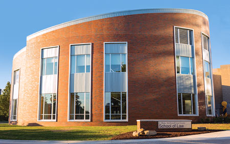 The new addition at The University of Akron School of Law houses a high-tech courtroom.