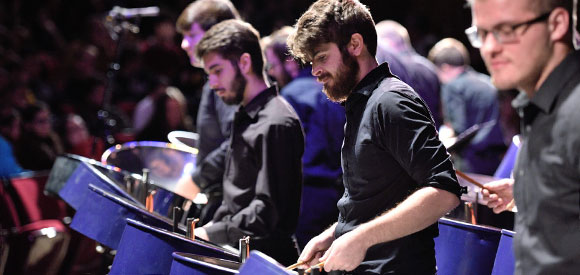 The School of Music percussion department ensembles at The University of Akron