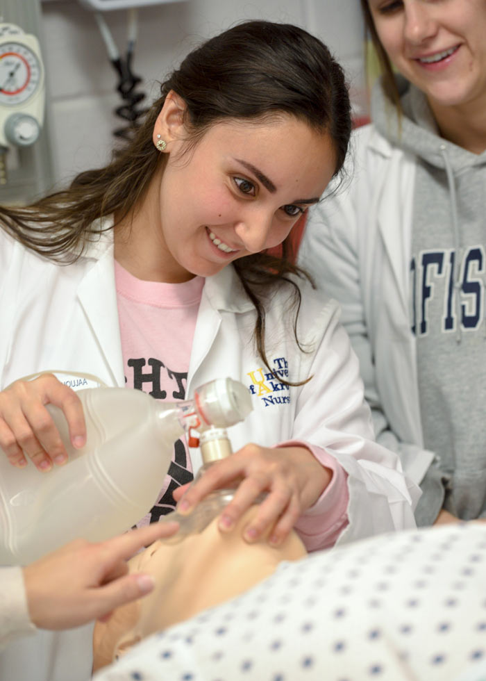 A nursing student at The School of Nursing at The University of Akron