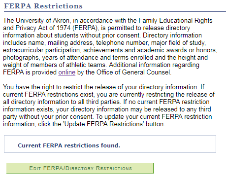 FERPA restrictions panel