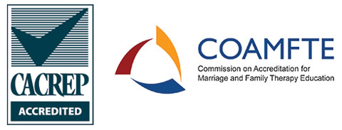 The Council for Accreditation of Counseling and Related Educational Programs and The Commission on Accreditation for Marriage & Family Therapy Education logos