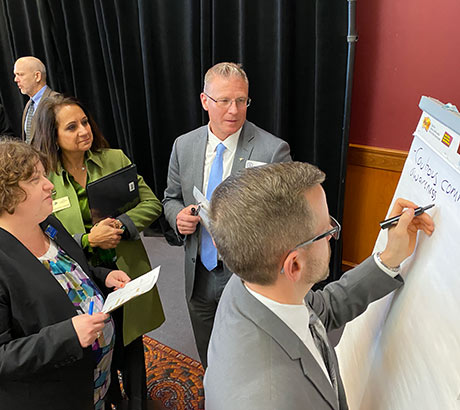 University of Akron employees discuss the strategic recommendations