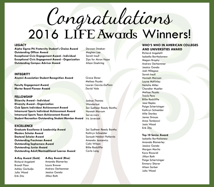 Exceptional People Honored With LIFE Awards The Buchtelite