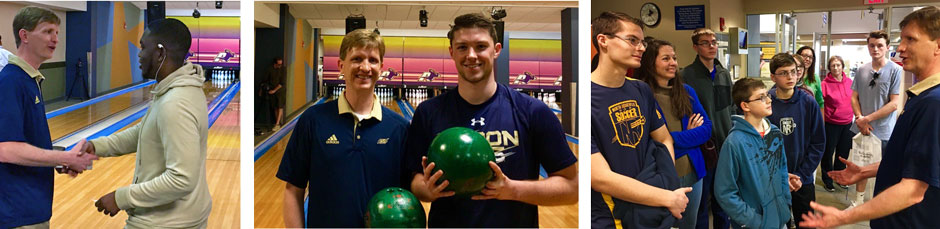 President Wilson bowling with students